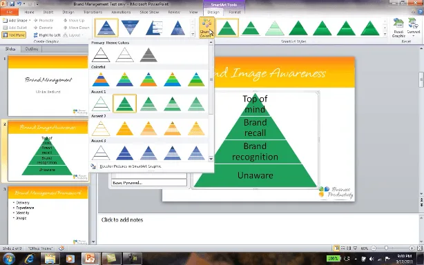 Click “Change color” to change the color of the SmartArt graphic