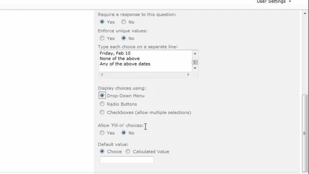 Options In The Survey