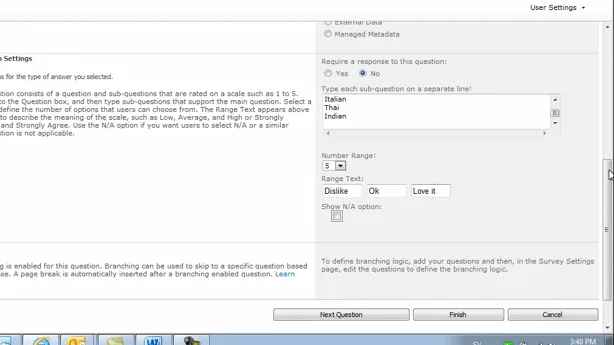 Further Options In The Survey