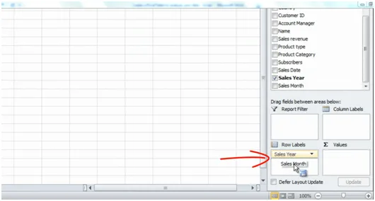 analyzing data in the PivotTable