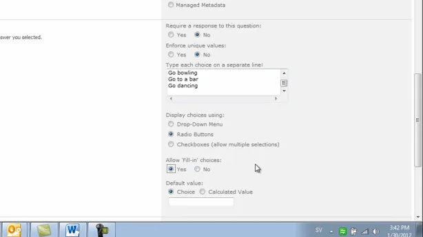 Questions Using Radio Buttons