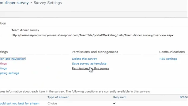 Permissions For This Survey