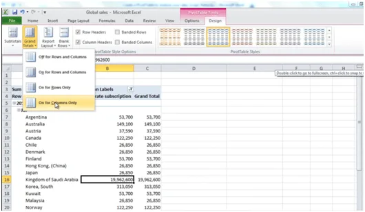 Turn off the Grand total column