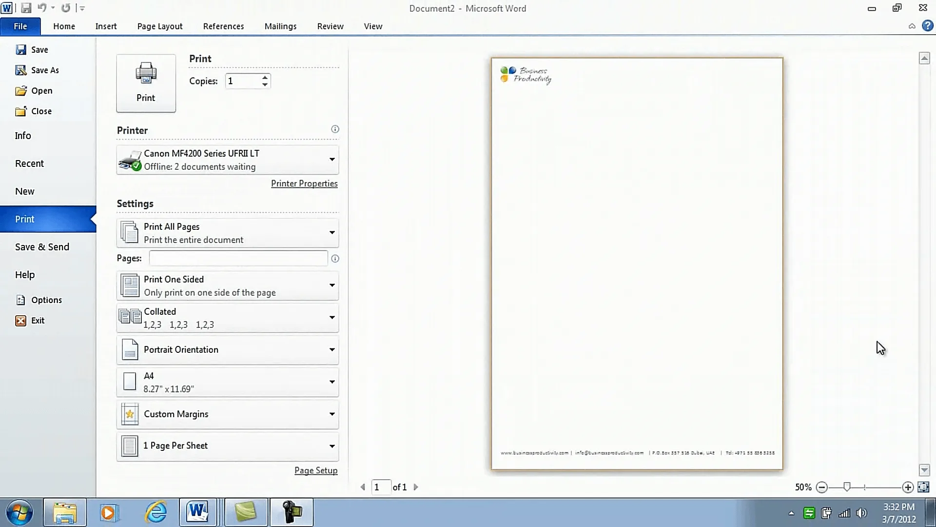 Look at the Print Preview