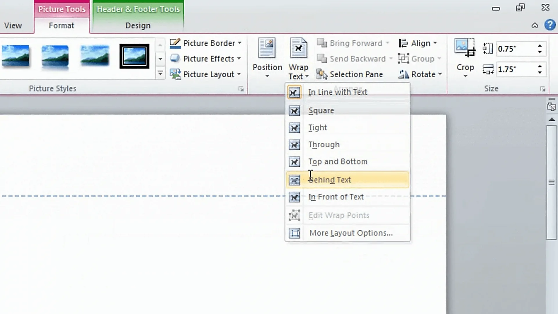 Wrap Text then Behind Text