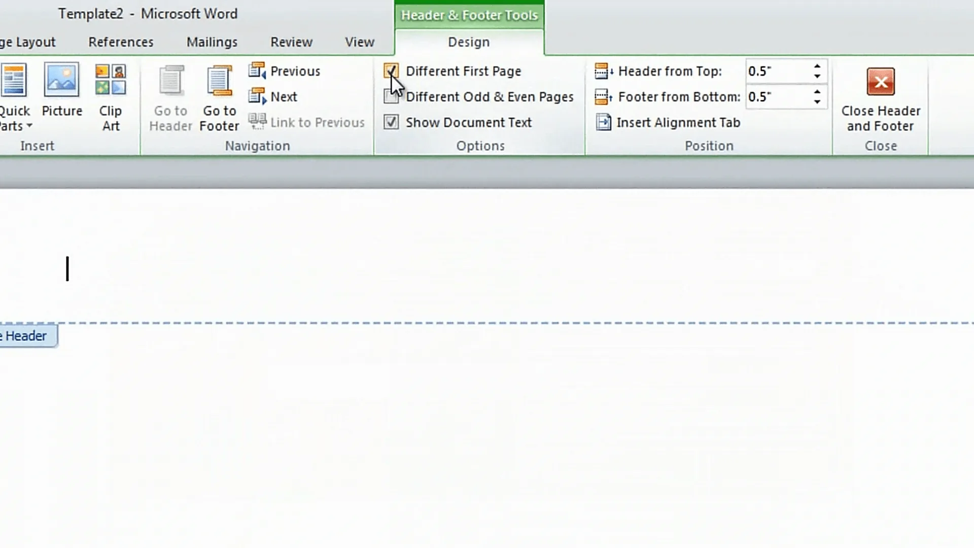 Different First Page