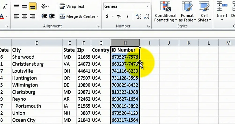 Deleting and moving columns