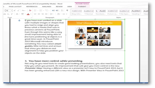 Working with images in Word 2013
