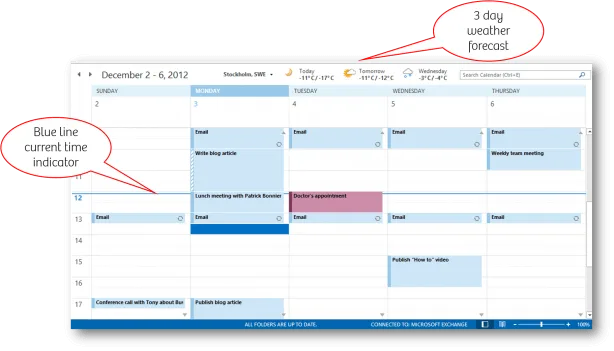 Calendar view in Outlook 2013