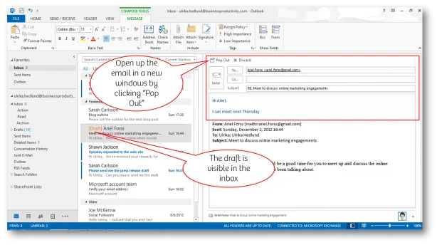 Quick Response in Outlook 2013