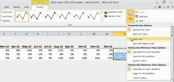 Modify Sparklines