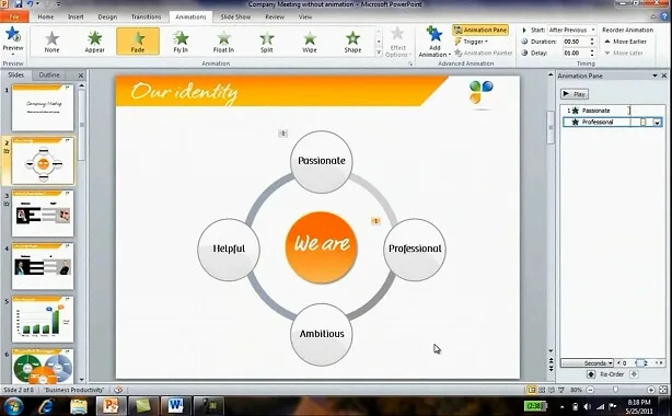 Slide to add animation to with the animation painter