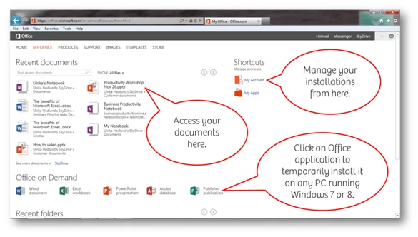  Access your documents here with Microsoft Office 365