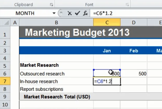 Speed up budgeting using simple formulas