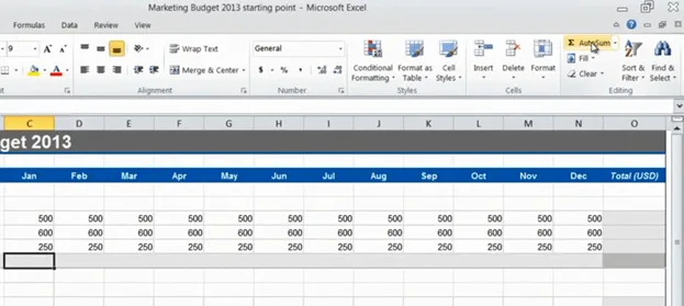 Speed up budgeting using simple formulas