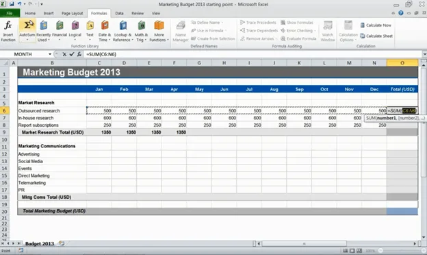 Speed up budgeting using simple formulas