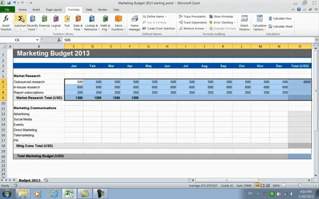 Speed up budgeting using simple formulas