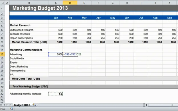 Speed up budgeting using simple formulas