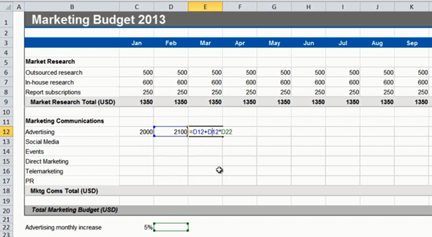 Speed up budgeting using simple formulas