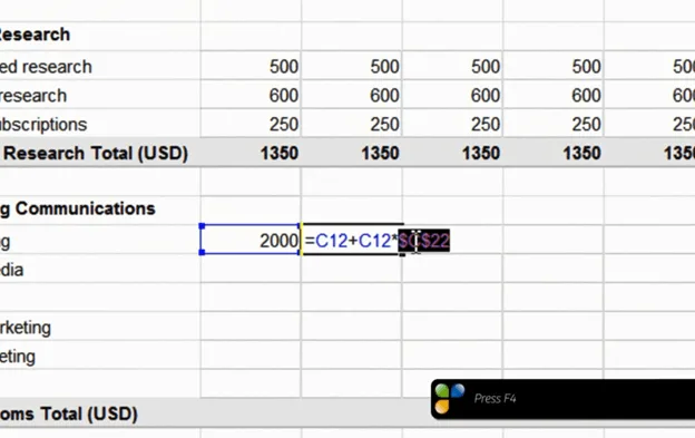 Speed up budgeting using simple formulas