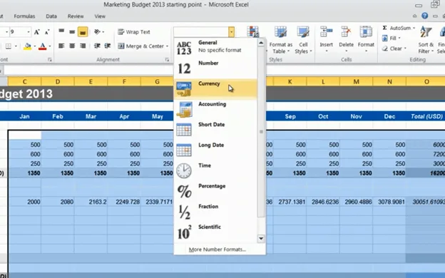 Speed up budgeting using simple formulas