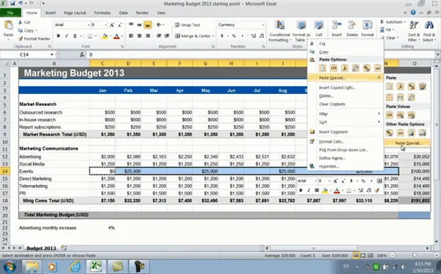 Speed up budgeting using simple formulas