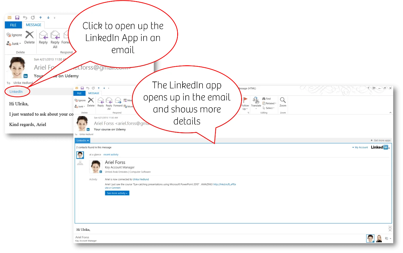A richer LinkedIn integration with Outlook 2013