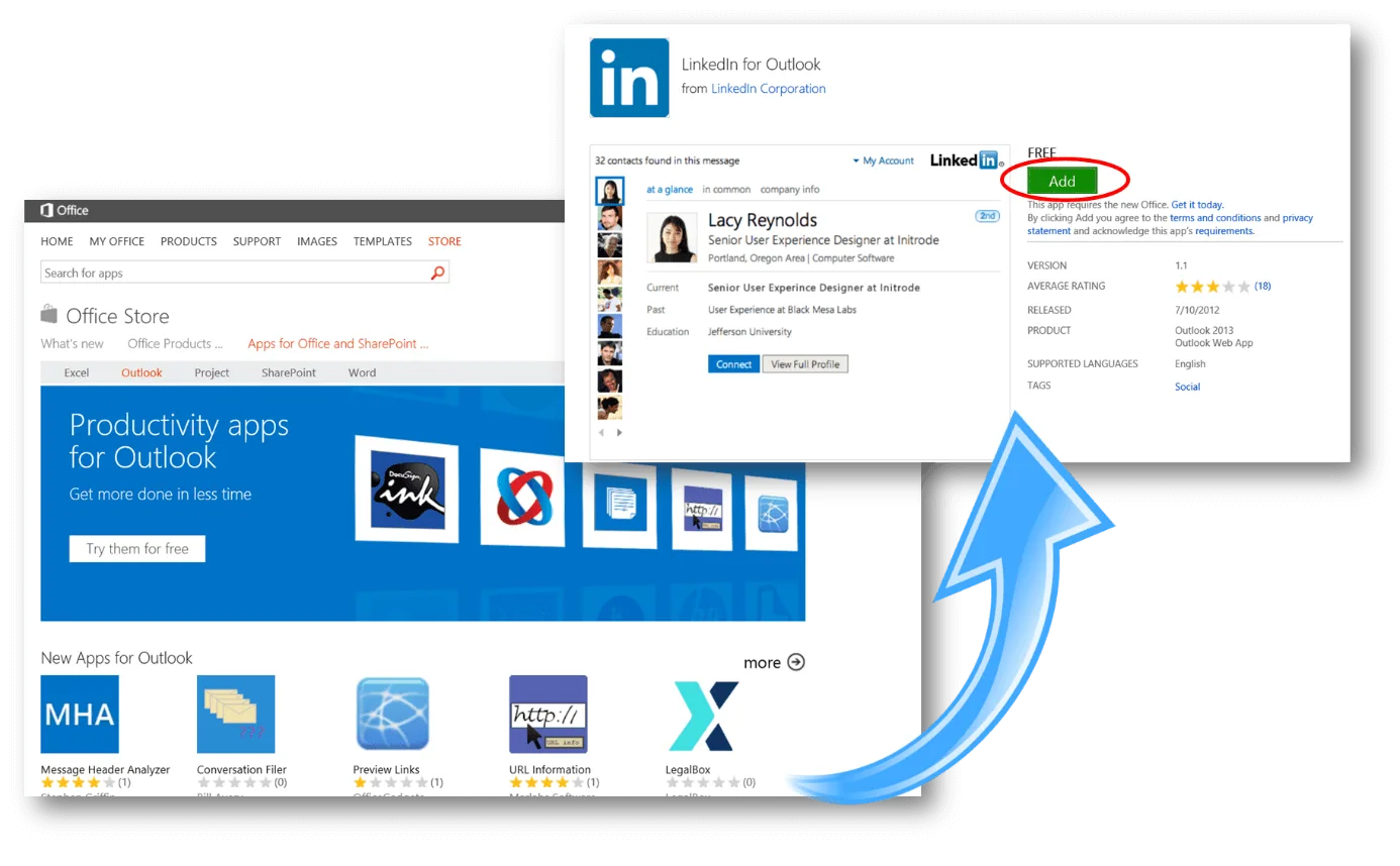 A richer LinkedIn integration with Outlook 2013