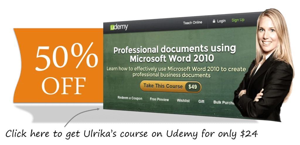 50 percent off Udemy Word course