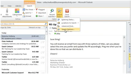 Choose “All Subfolders” or “All Outlook Item How to configure search in Microsoft Outlook 2010