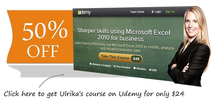 50 percent discount on Excel course
