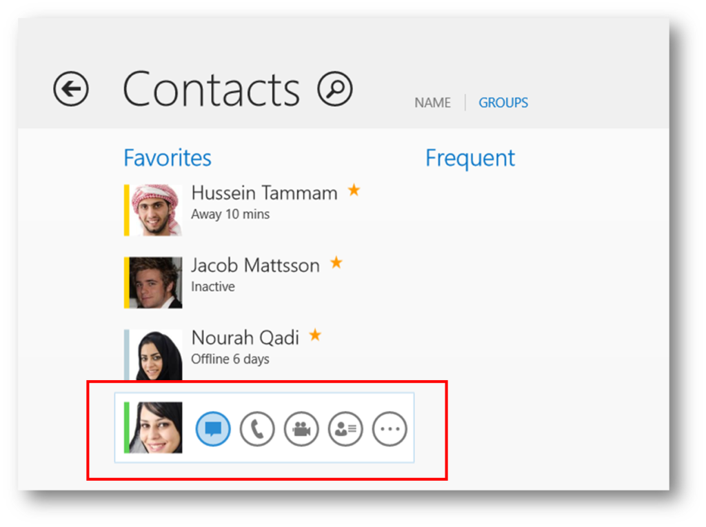 Interact with contacts in Lync