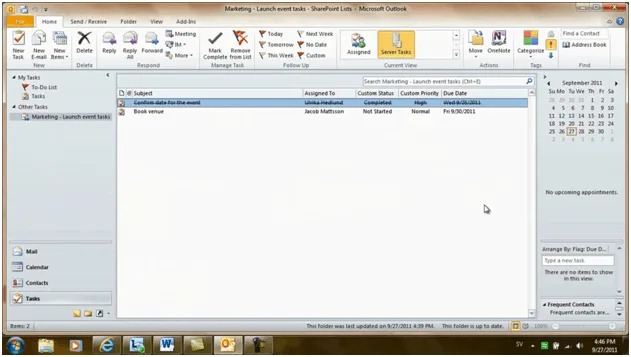How to see SharePoint tasks in Outlook