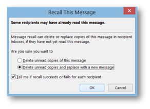 Recall This Message dialogue box | © Business Productivity