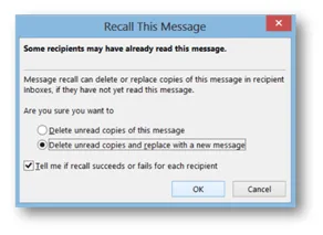 Recall This Message dialogue box | © Business Productivity