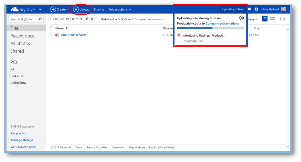 Upload your presentation to SkyDrive