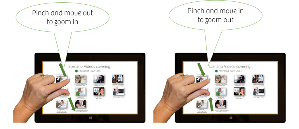 Pinch and move to zoom in and out in PowerPoint 2013