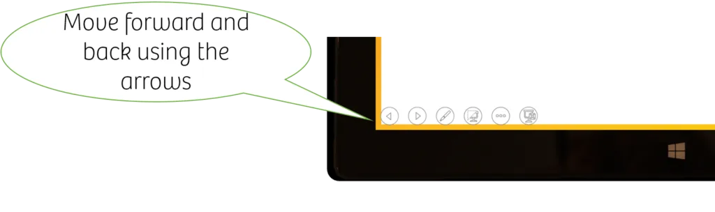 Back and forward buttons in PowerPoint 2013