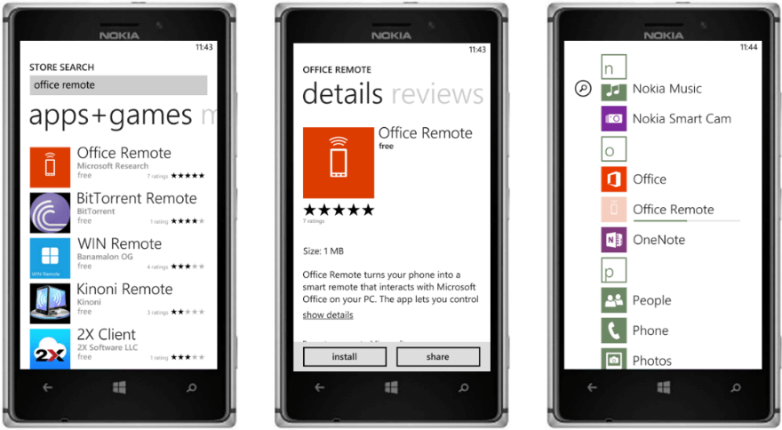 Present using your mobile phone with Office Remote