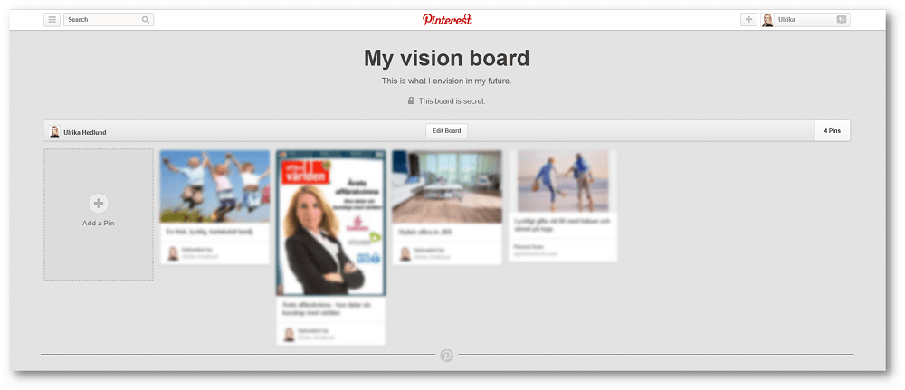 Vision board using Pinterest