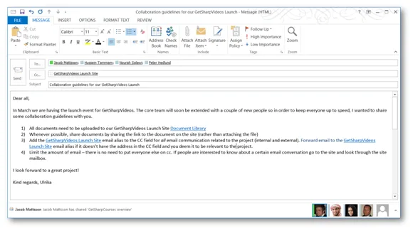 How to effectively use a Site Mailbox in SharePoint 2013