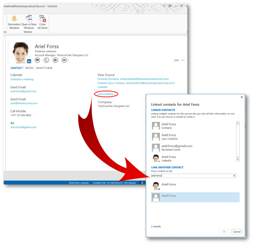 How to use Outlook 2013 with social networks