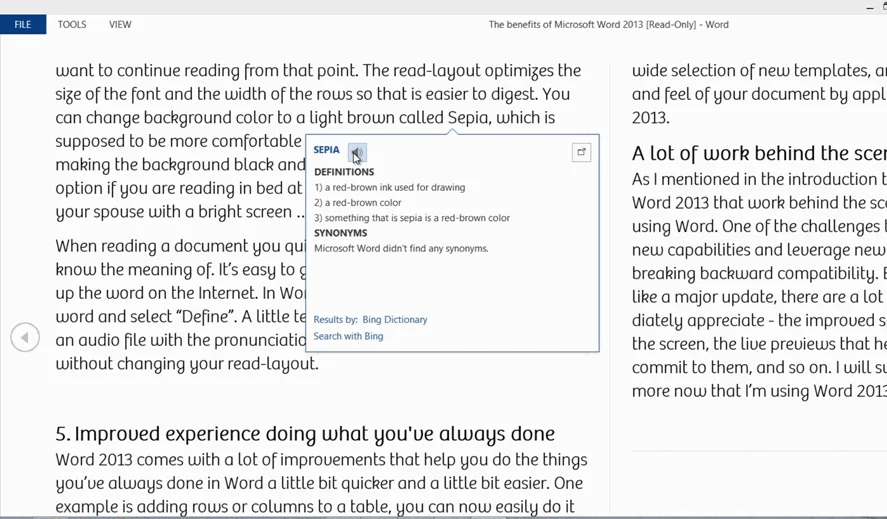 Highlights of Word 2013