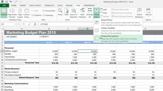 Easily navigate a spreadsheet
