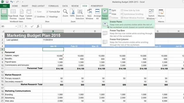 Easily navigate a spreadsheet