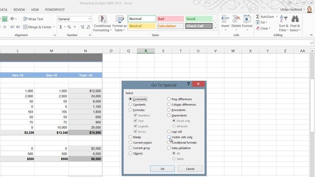Easily navigate a spreadsheet