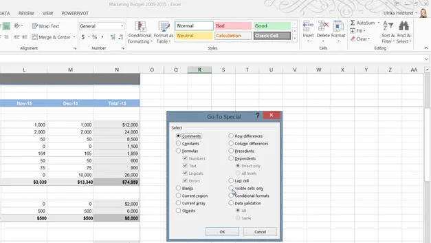 Easily navigate a spreadsheet