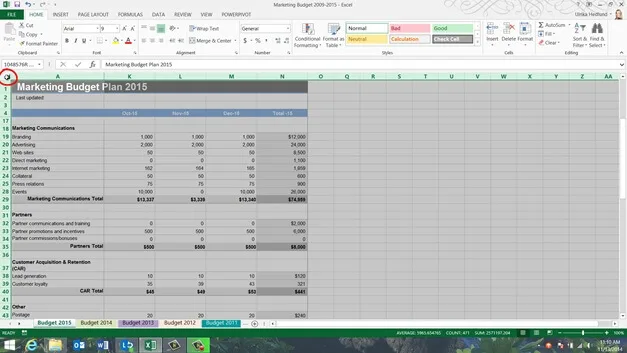 Easily navigate a spreadsheet