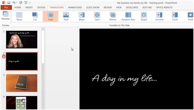 How to apply transitions in PowerPoint 2013 