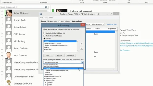 How to configure the address book